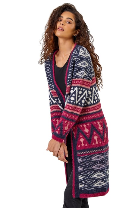 Aztec Print Longline Cardigan