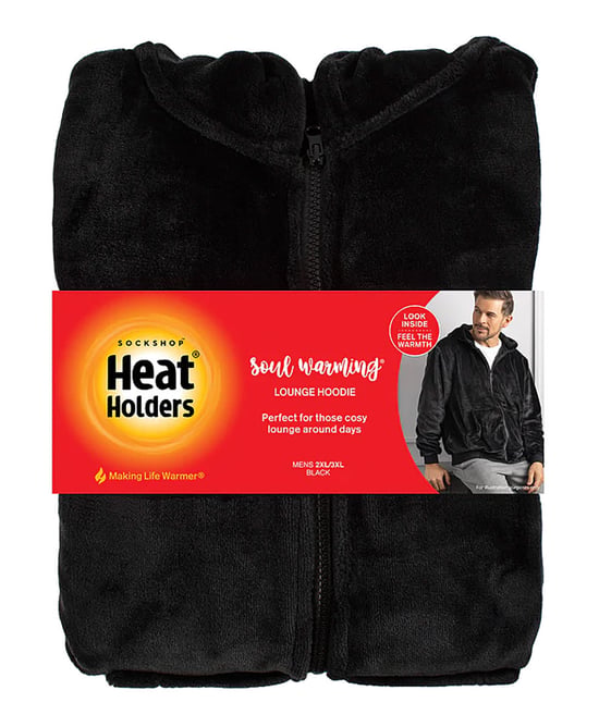 Heat Holders - Mens Soul Warming Soft Fleece Lounge Hoodie - Svart - Image 2
