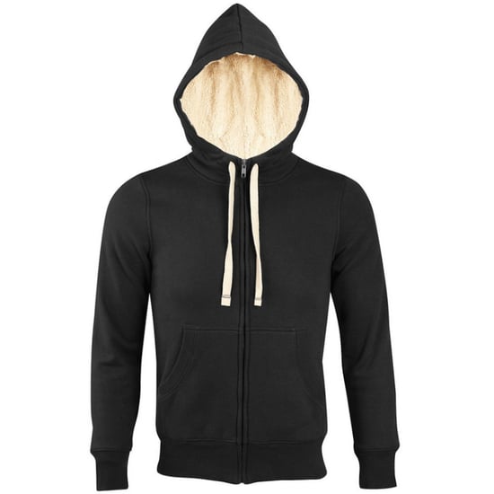 SOLS Sherpa Unisex Zip-Up Hooded Sweatshirt / Hoodie (Black)