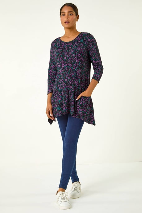 Ditsy Floral Stretch Tunic Top