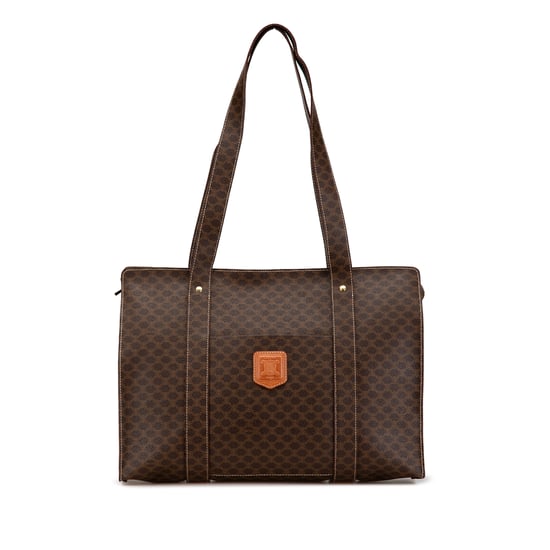 Vintage Celine Macadam Coated Canvas Tote Brown - Image 1