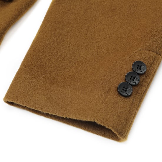 Knälång vinterullrock för män Slim Fit Turn-Down Collar Businessrockar Khaki - Image 6