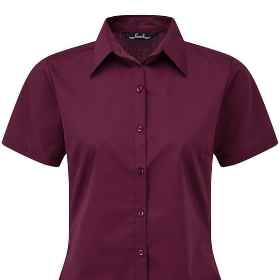 Premier Popeline blouse met korte mouwen / Gewoon werkoverhemd (Aubergine) - Image 2