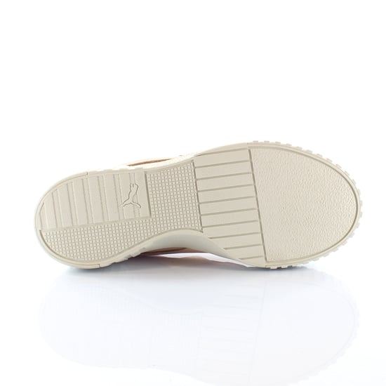 Puma Cali Emboss Cream Tan Leather Low Lace Up Womens Trainers 369734 01