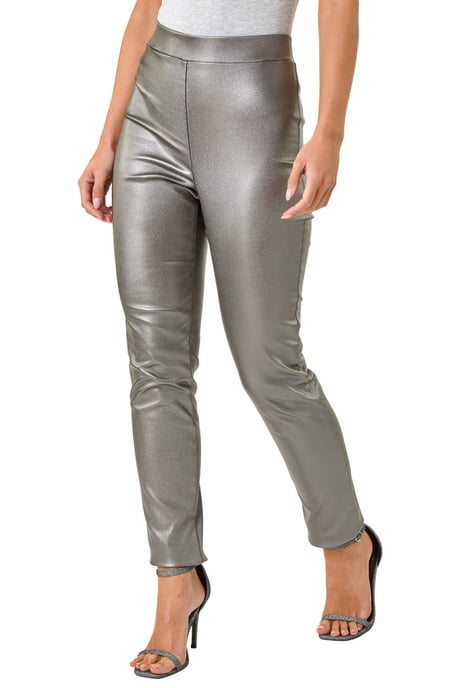 Petite Faux Leather Pull On Trousers - Image 1