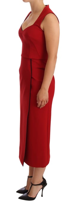 Dolce & Gabbana Kvinnors Röda Hjärtformade Ärmfria Midi Stretch Klänning - Image 4