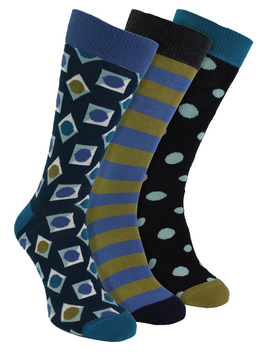 HS by Happy Socks - Mens 3 Pack Novelty Gift Box Dress Socks - Square - Image 1