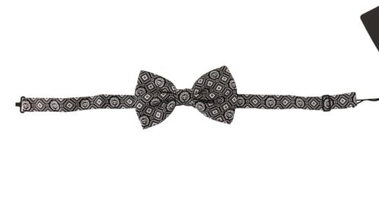 Dolce & Gabbana Black white 100% Silk Adjustable Neck Papillon Men's Tie - Image 3