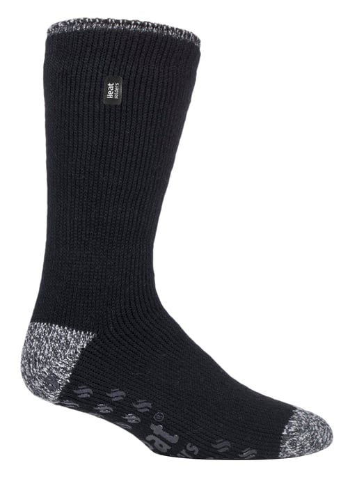 Heat Holders Mens Twist Stripe Patterned Fleece Lined Slipper Socks - Image 1