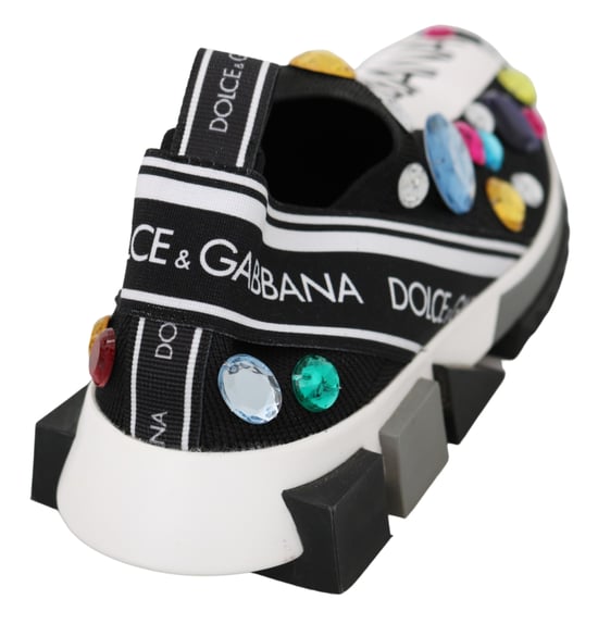 Dolce & Gabbana Kvinnors Svart Flerfärgad Kristall Sneakers Skor - Image 2
