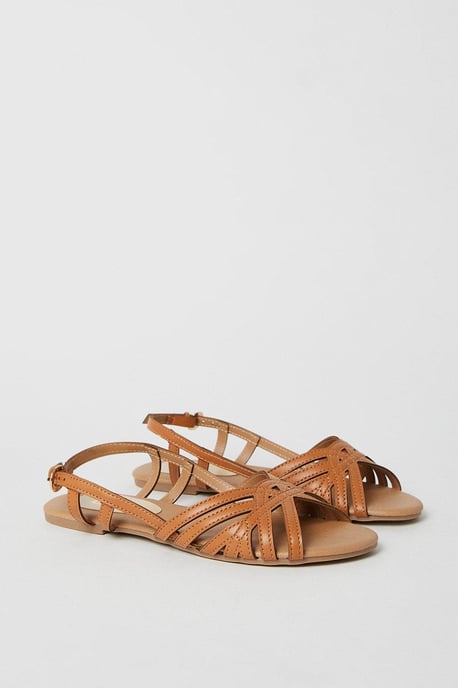 Fiona Lattice Peep Toe Slingback Flat Sandals - Image 3