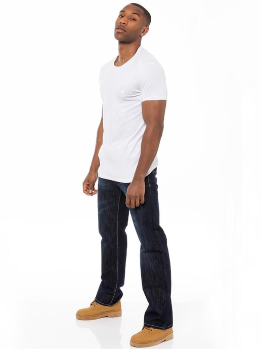 Enzo | Men's Regular Fit Denim Jeans With Belt - Dark Blue - Image 6