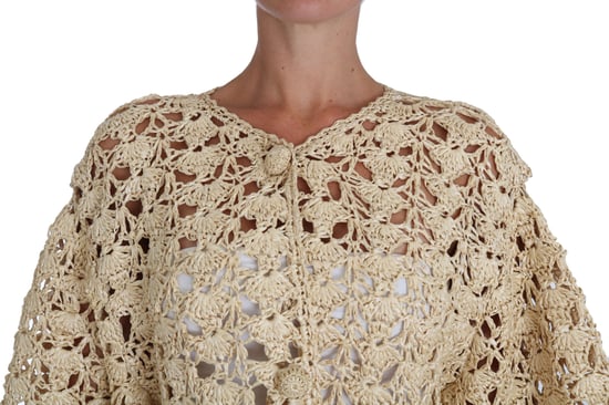 Dolce & Gabbana Beige Cardigan Crochet Knitted Raffia Sweater - Image 2