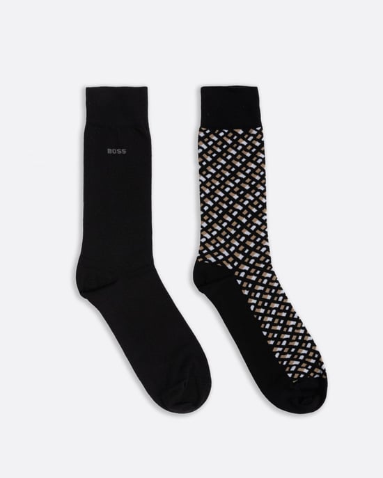 BOSS Orange Monogram Mens 2 Pack Regular Length Cotton Blend Socks