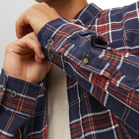 JACK & JONES Mens Slim Fit Check Shirts Long Sleeve - Image 3