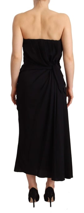 Dolce & Gabbana Kvinnors Svart Siden Off-Shoulder Midiklänning - Image 4