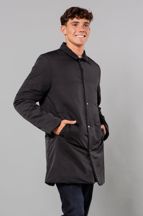 Black Mid-Length Coat With Collar