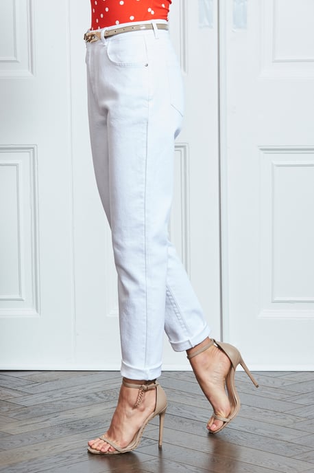 White Denim Slim Leg Mom Jeans