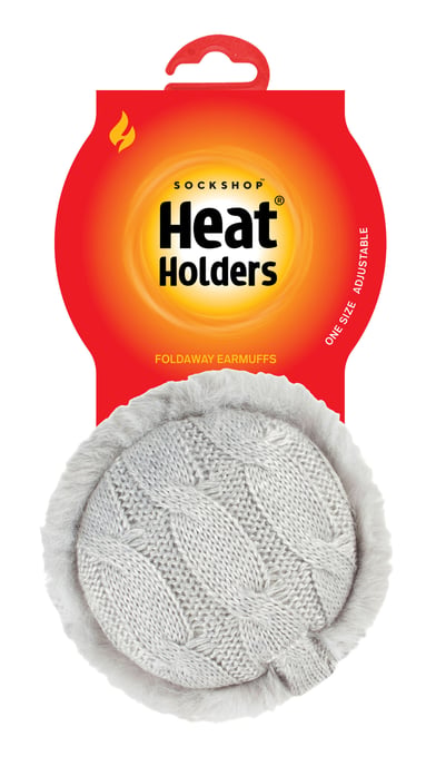 Heat Holders - Ladies Winter Warm Knitted Ear Muffs | Faux Fur | Cold Weather - Light Grey - Image 2