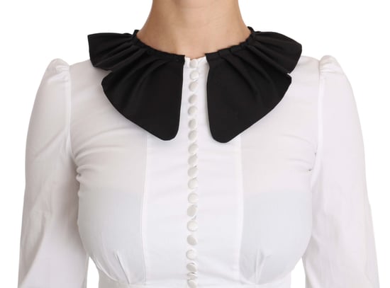 Dolce & Gabbana Vit Krage Bomull Långärmad Blus Topp - Image 3