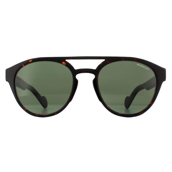 Moncler Round Unisex Dark Havana Green Sunglasses