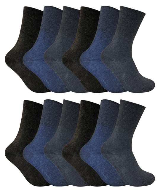 12 Pack Ladies Non Elastic Thermal Diabetic Socks | Sock Snob | Women Soft Top Socks for Poor Circulation - Dark Blue - Image 1