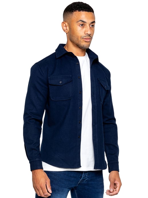 Enzo | Mens Textured Overshirt - Navy - Image 2