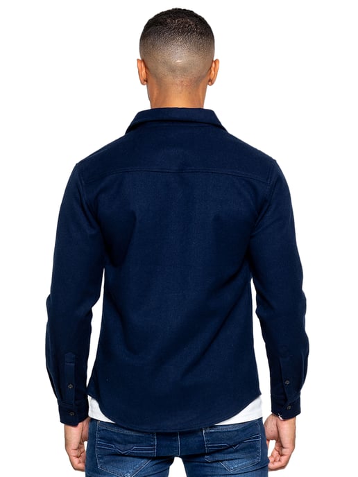 Enzo | Mens Textured Overshirt - Navy - Image 3
