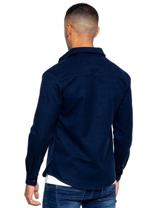 Enzo | Mens Textured Overshirt - Navy - Image 4