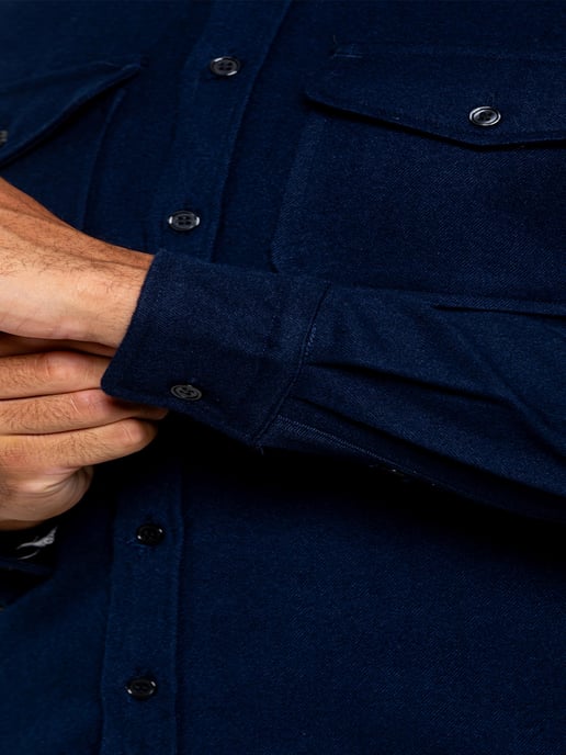 Enzo | Mens Textured Overshirt - Navy - Image 5