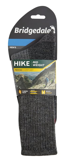 Bridgedale - Mens Hiking Midweight Merino Wool Socks - Charcoal - Image 2