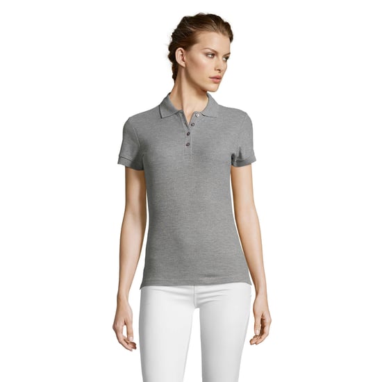 SOLS Womens/Ladies People Pique Short Sleeve Cotton Polo Shirt (Grey Marl) - Image 5