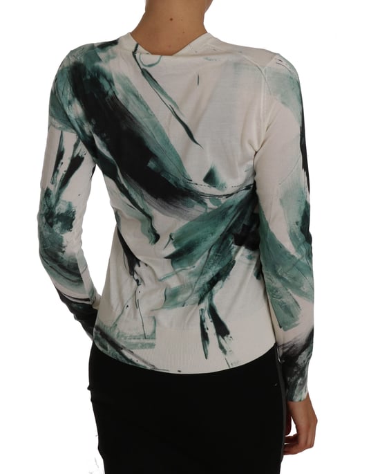 Dolce & Gabbana Dames-Trui, Wit Zijde Vest, Lichtgewicht Paint Stroke - Image 2