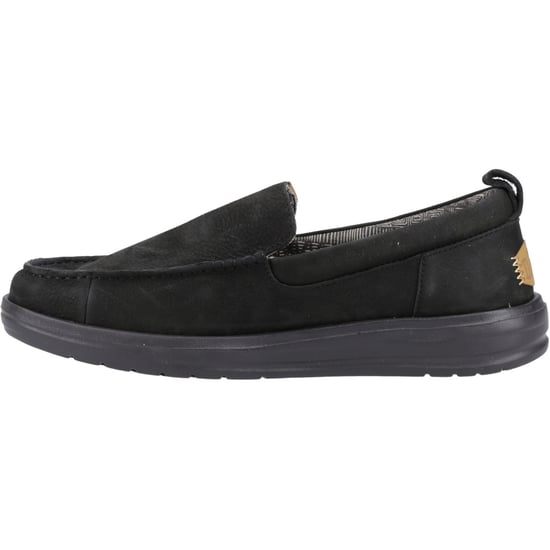 HEYDUDE Wally Grip Moc Leather Men's Black Boat Shoes - Image 4