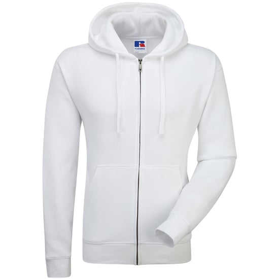 Russell Mens Authentic Full Zip Hooded Sweatshirt / Hoodie (White) - Image 4