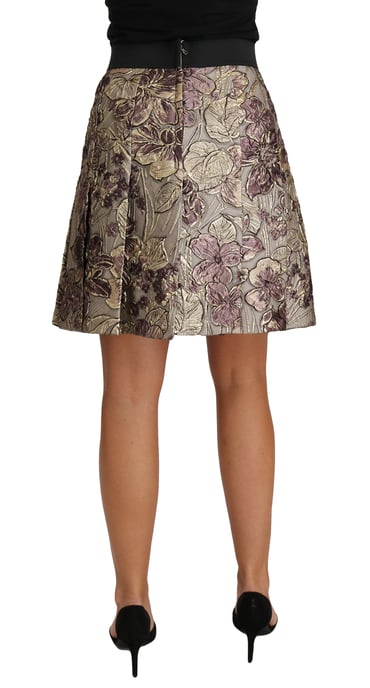 Dolce & Gabbana A-Lijn Mini Floral Print Jaquard Rok - Image 2