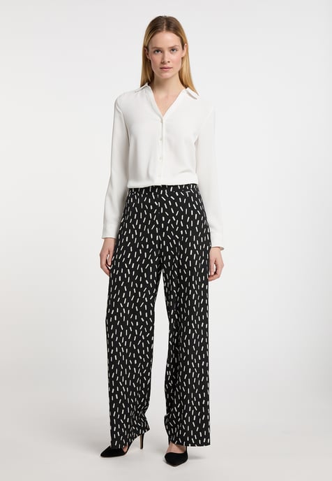 Dreimaster Stof broek Dames zwart en wit - Image 2