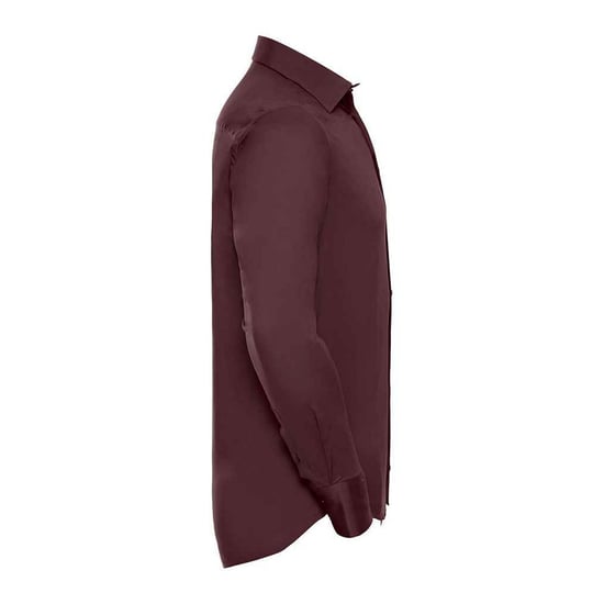 Russell Collection Mens Fitted Long-Sleeved Shirt (Port) - Image 3