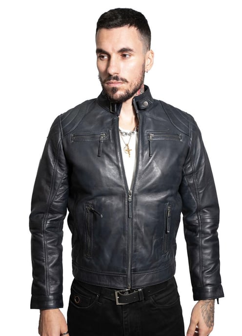 Mens Moto Leather Biker Jacket-Taiwan