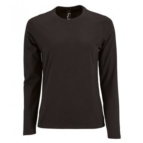 SOLS Dames/dames Keizerlijk T-Shirt met lange mouwen (Diep zwart) - Image 1
