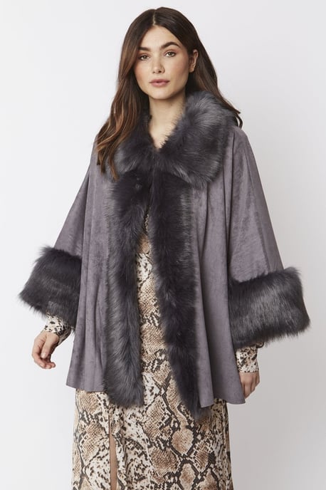 Faux Fur Faux Suede Cape