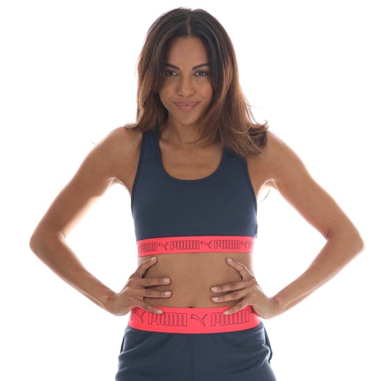 Women's Puma Mid Elastic Padded Training Bra in Dark Blue