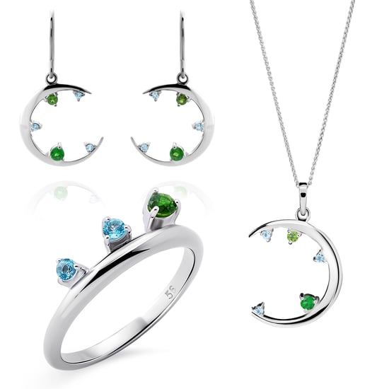 Orphelia 'Eline' Women's 925 Sterling Silver Set: Necklace + Earrings + Ring - Silver SET-7497 - Image 1
