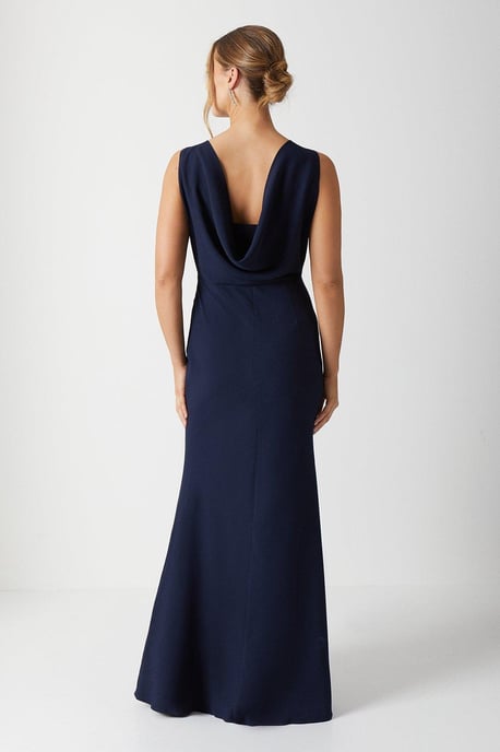 Cowl Back Fishtail Bridesmaids Maxi Dress - Image 3