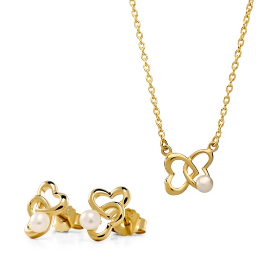 Orphelia 'Lili' Women's 925 Sterling Silver Set: Chain-Pendant + Earrings - Gold SET-7513/G - Image 1
