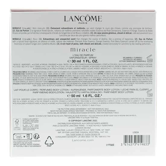 Lancome Miracle Eau de Parfum 30ml & Body Lotion 50ml Gift Set