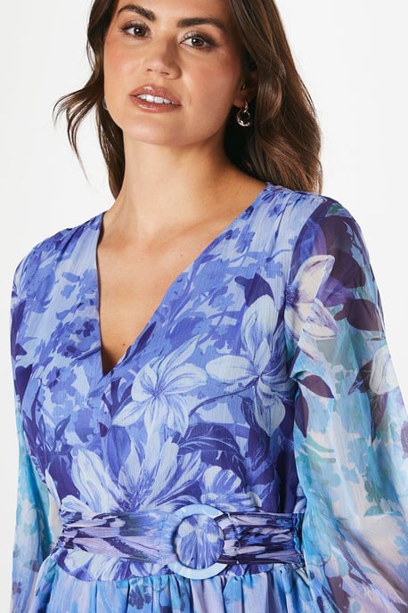 Tall Butterfly Print Belted Midaxi Dress