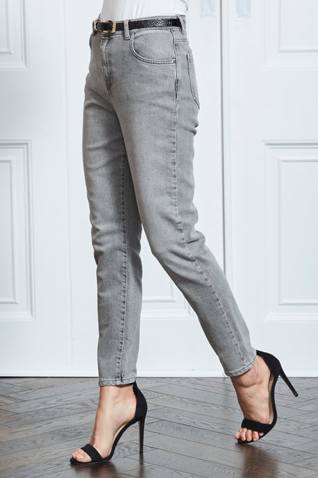 Mid Grey Slim Leg Mom Jeans