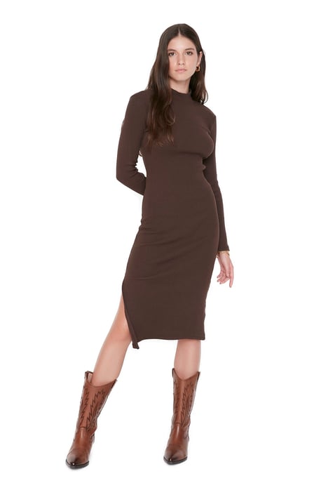 Trendyol Damen Stående Krage Bodycone Midiklänning - Image 2
