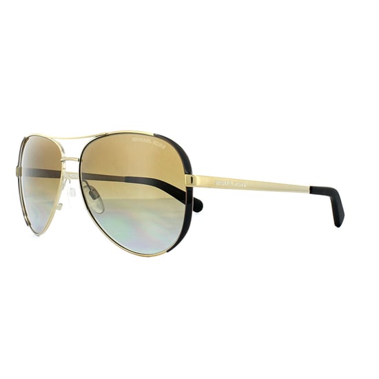Michael Kors Aviator Womens Gold Dark Chocolate Brown Gradient Polarized Sunglasses